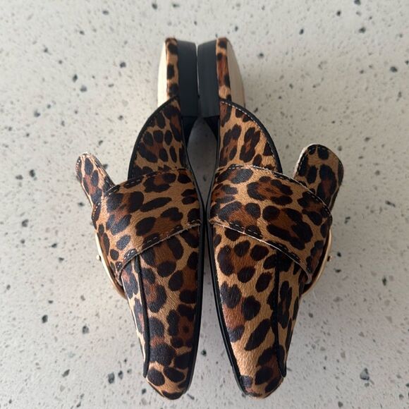 Ann Taylor Mules Flat Leopard Print Calf Hair Women's Size 5.5 Slip On Shoes EUC - Picture 10 of 12